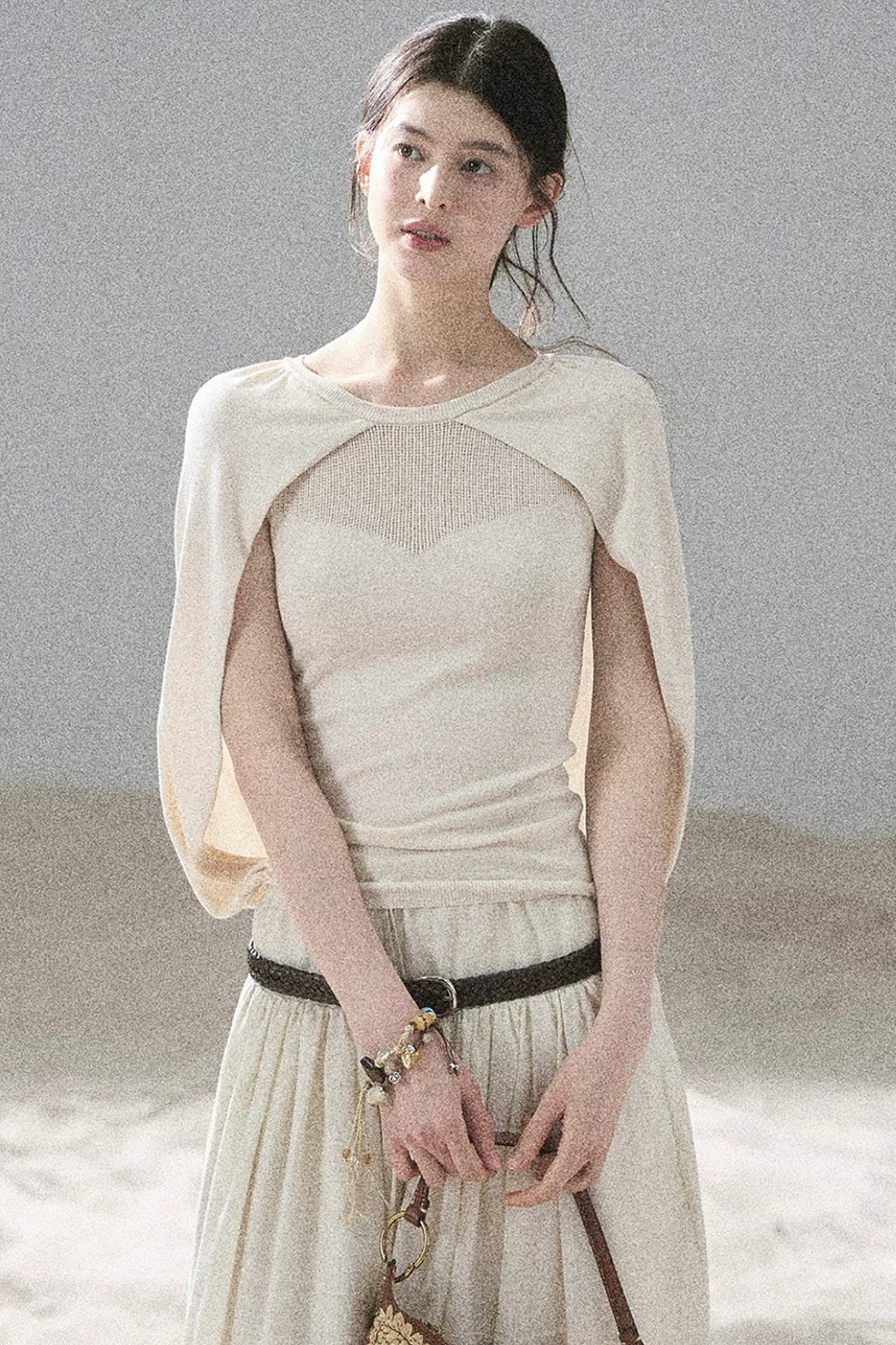 Hollow-Out Shawl Top