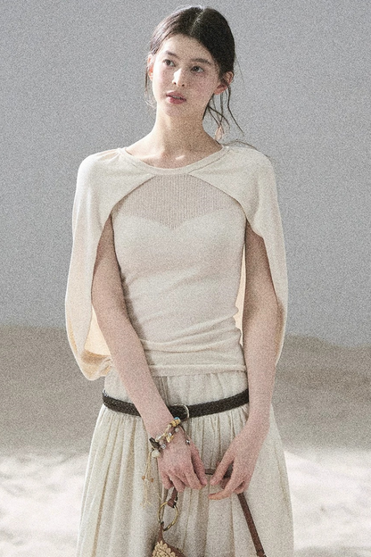 Hollow-Out Shawl Top