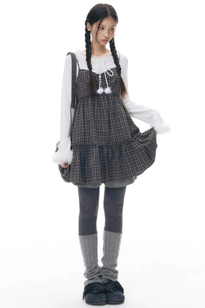 Plaid Ruffled Camisole Dress