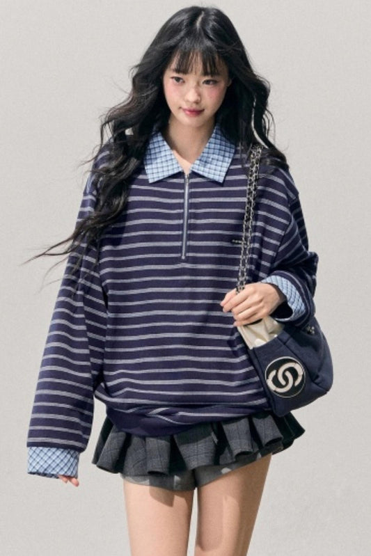 American Striped Polo Top