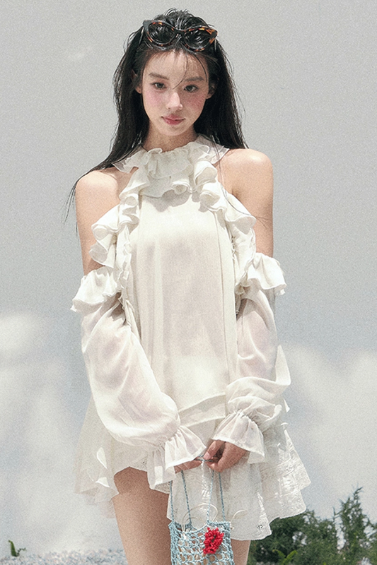 Ruffled Edge Off-Shoulder Top