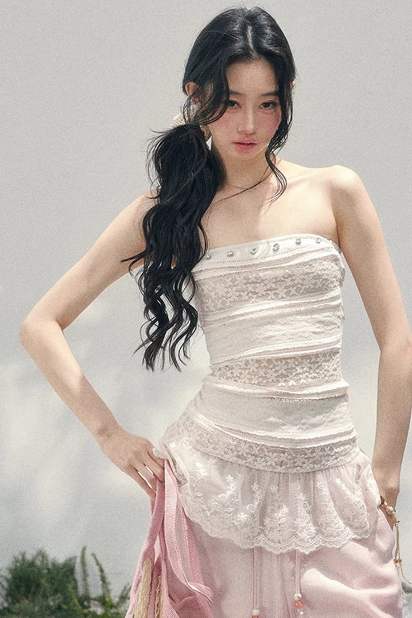 Hazy Muse Lace Tube Top