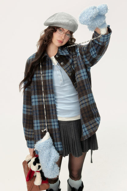 Chic Retro Plaid Collar Shirt