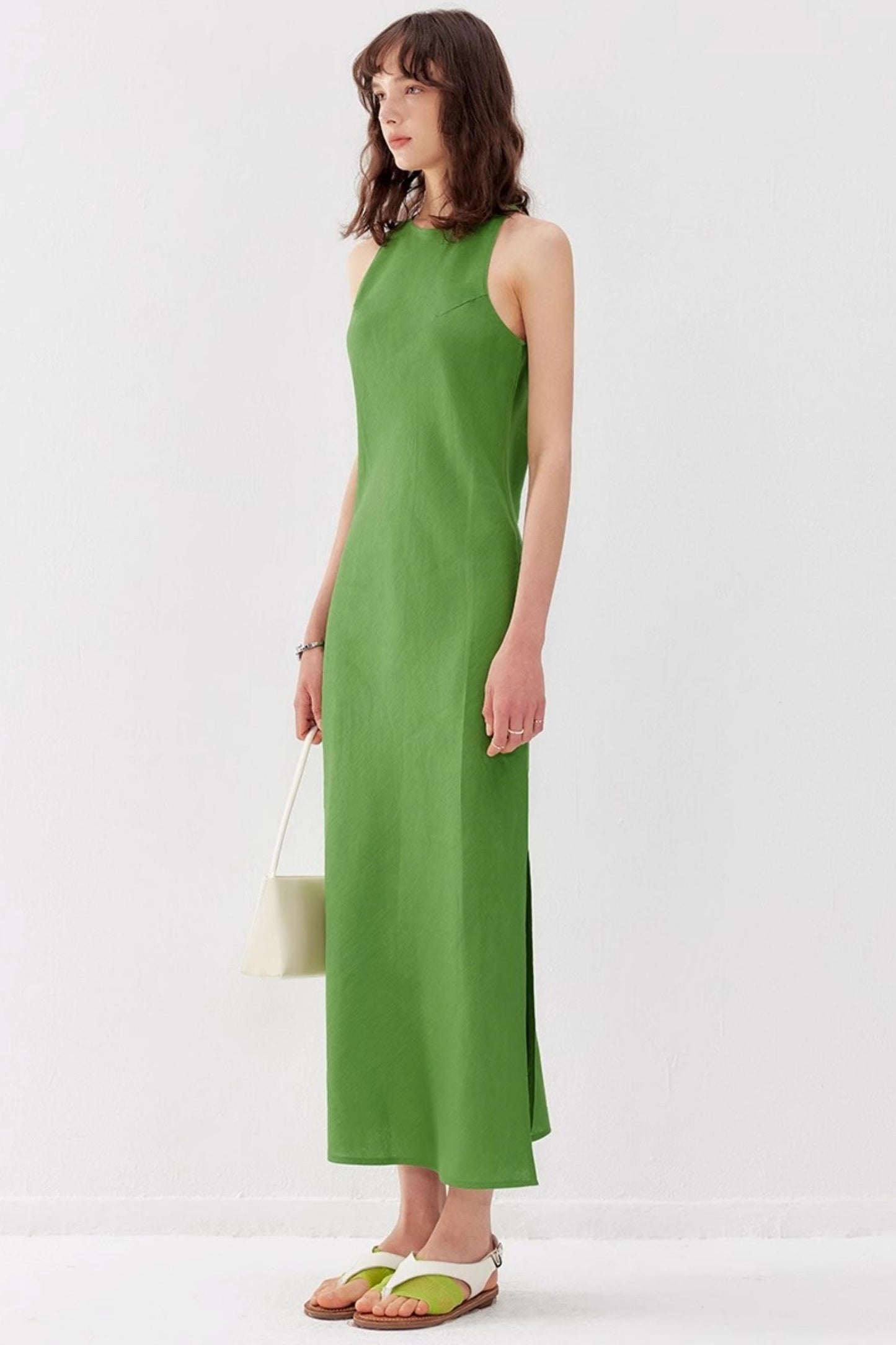 High-Slit Green Dress