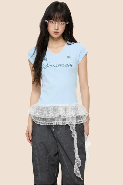 Thin Slim Fit Lace T-Shirt