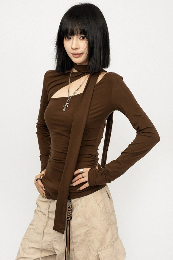 Retro Asymmetrical Ribbon Top