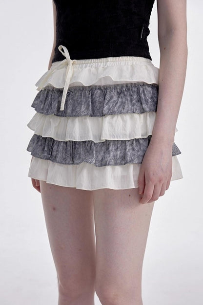 Beige-Gray High-Waisted A-Line Skirt