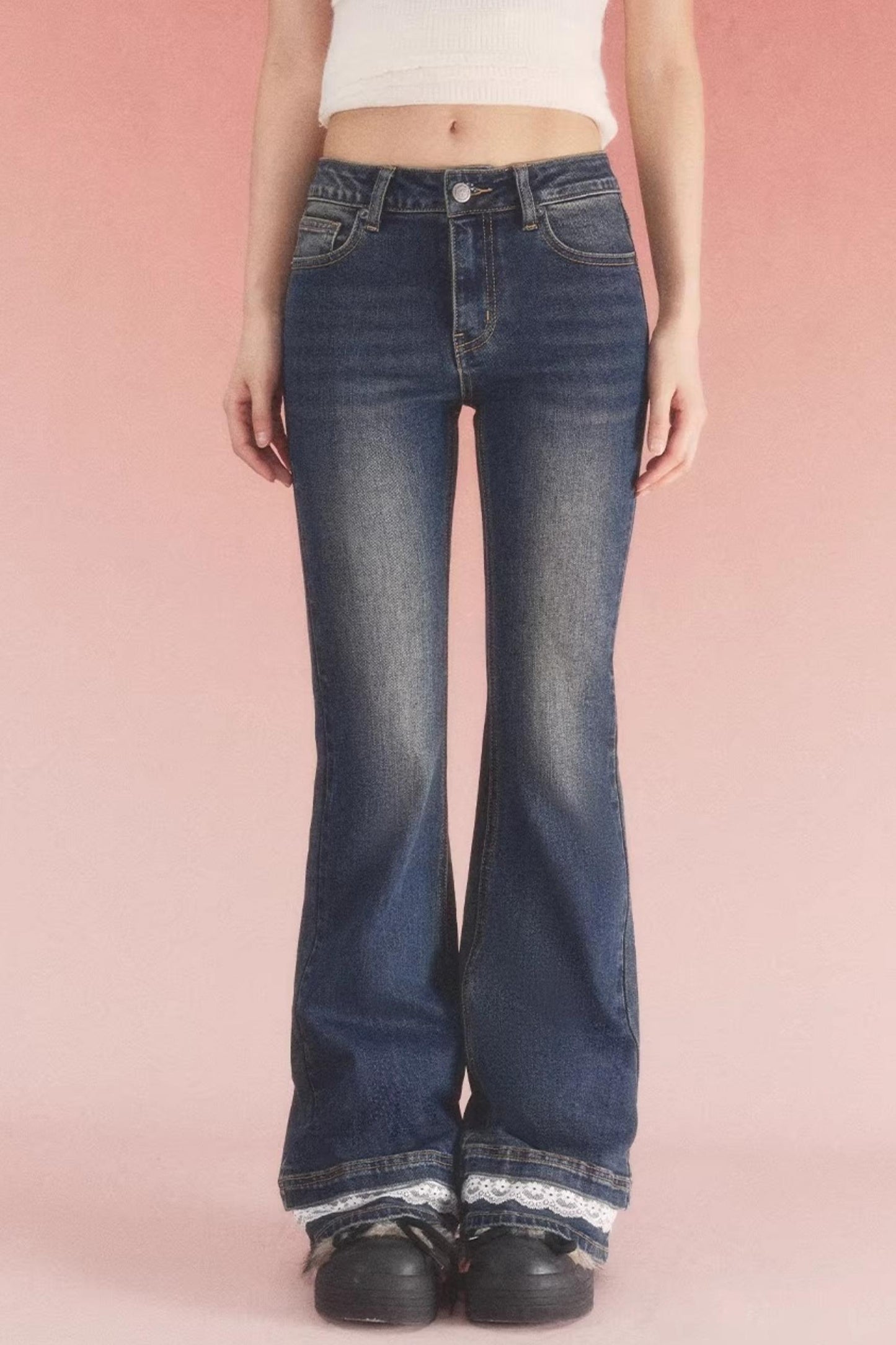 Retro Distressed Lace Jeans