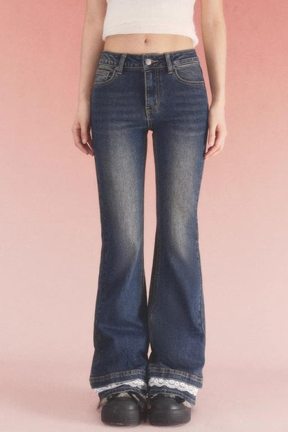 Retro Distressed Lace Jeans