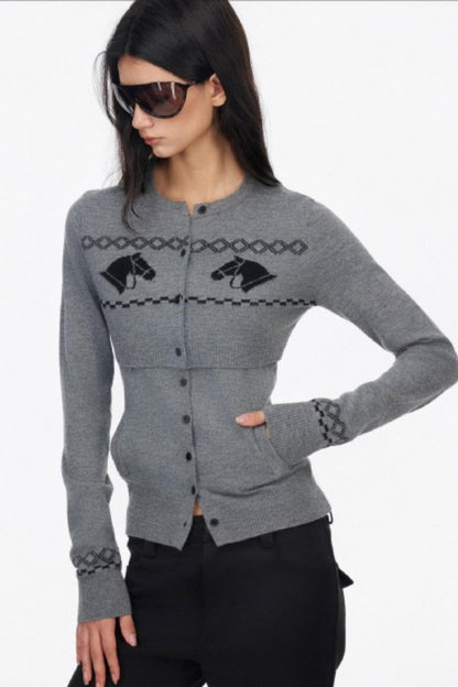 Wool Knit Two Piece Slim Jacket