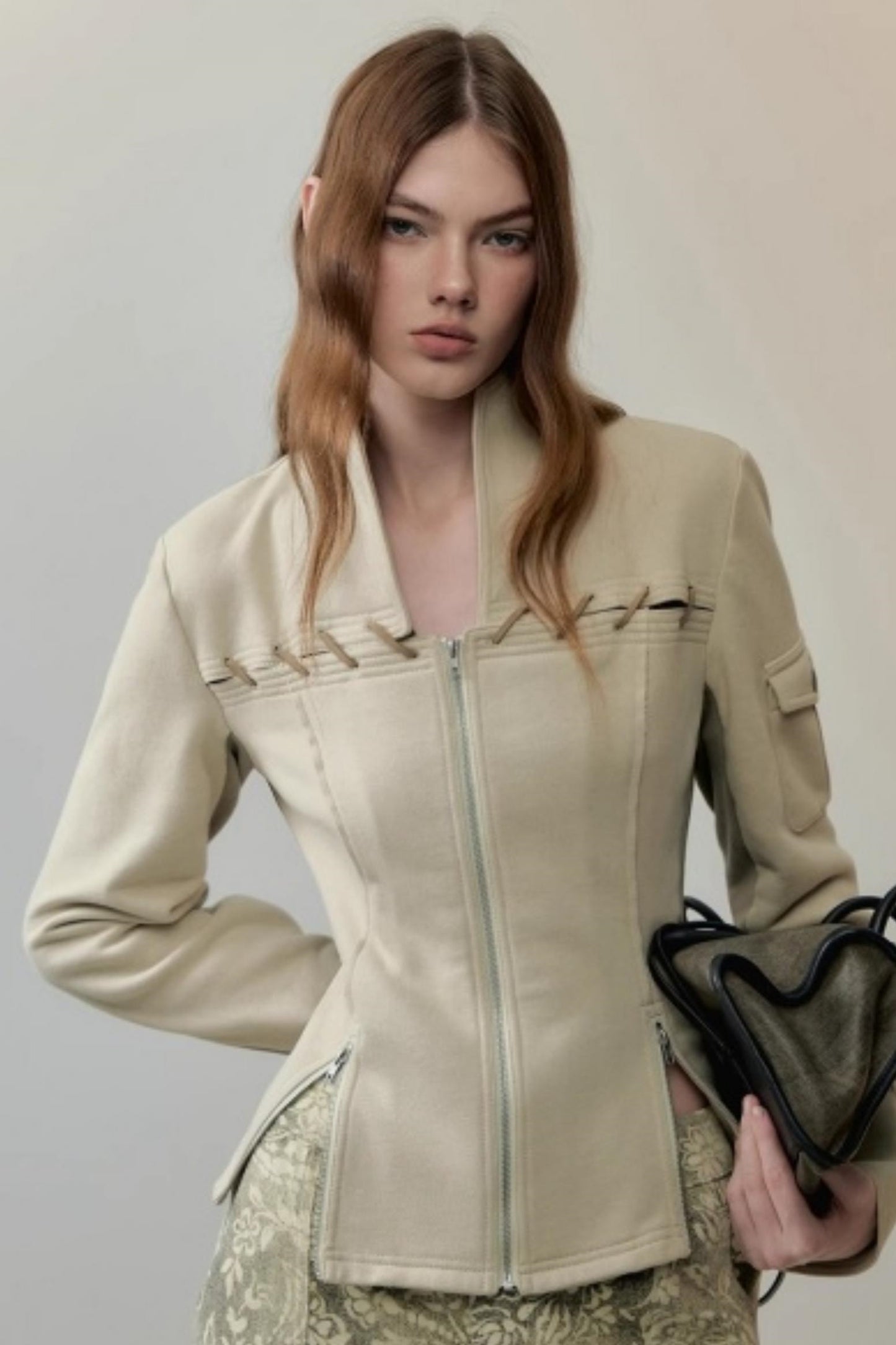 Two-Tone Velvet Suede Sweatshirt