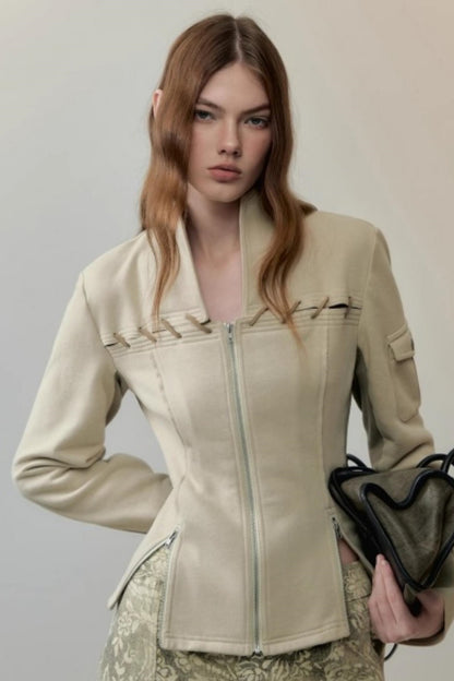 Two-Tone Velvet Suede Sweatshirt