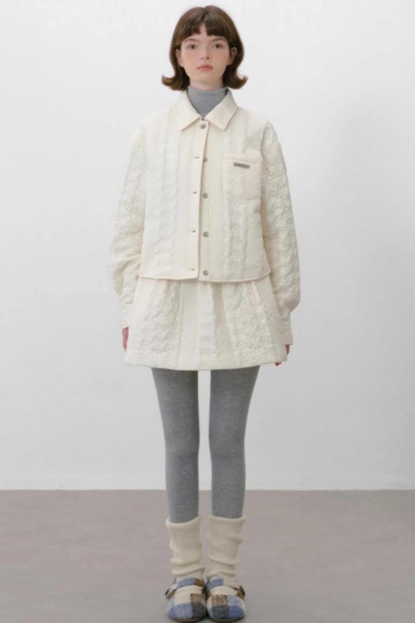 Lapel Dropped Shoulder Quilted Jacket