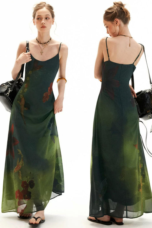Fantasy Floral Suspender Dress