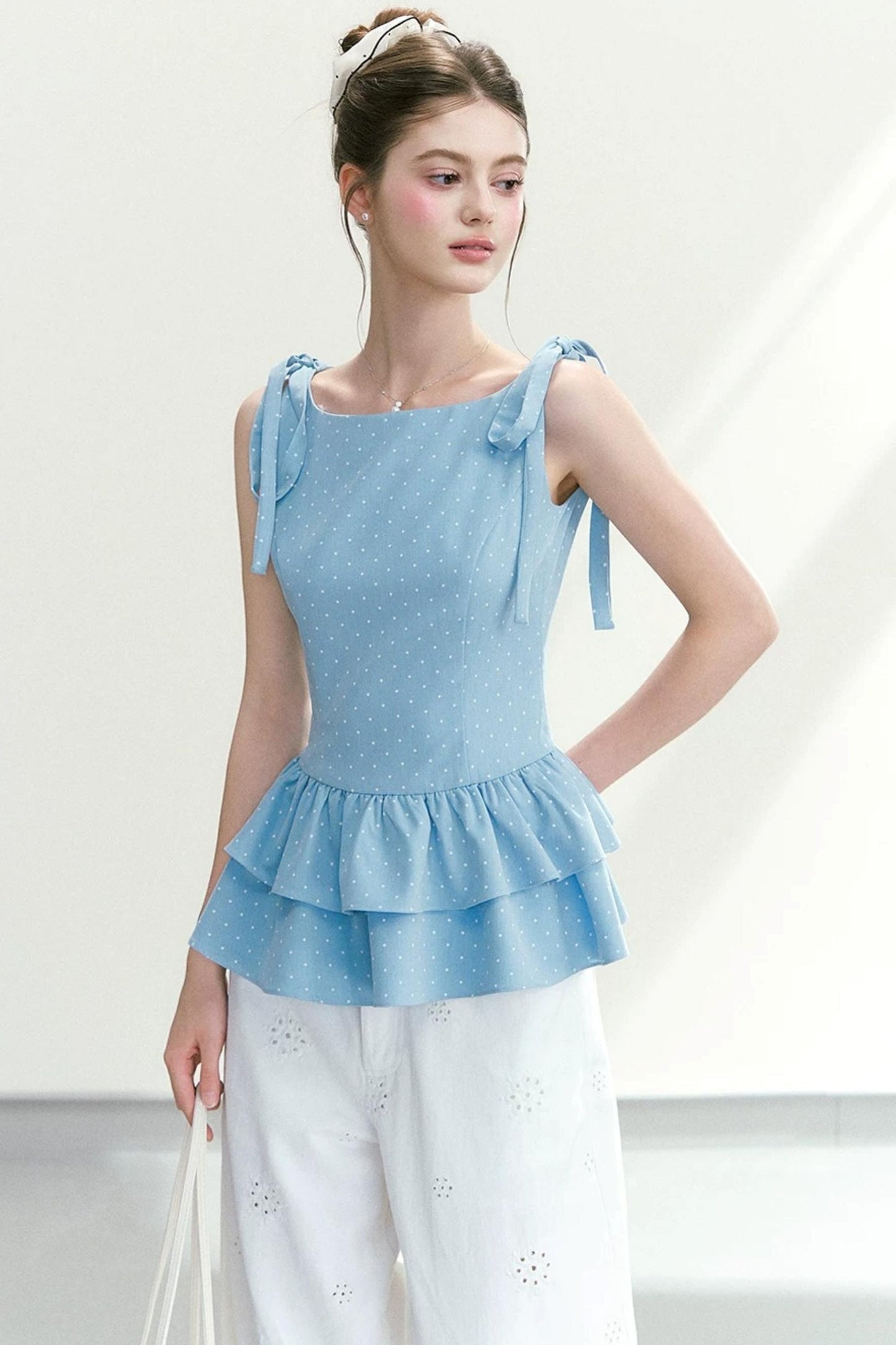 Polka Dot Ruffle Camisole Top