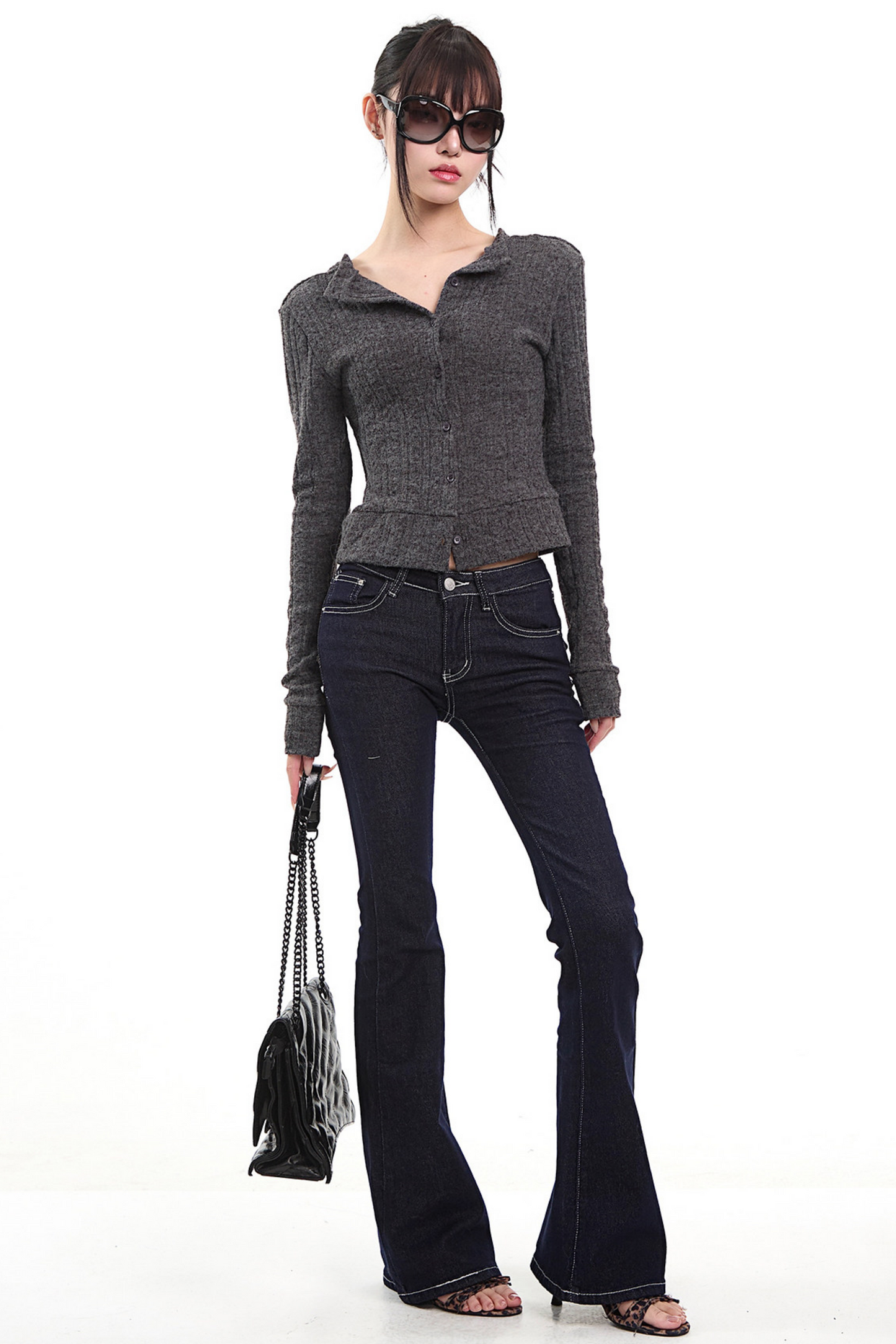 Dark Gray Knit Cardigan