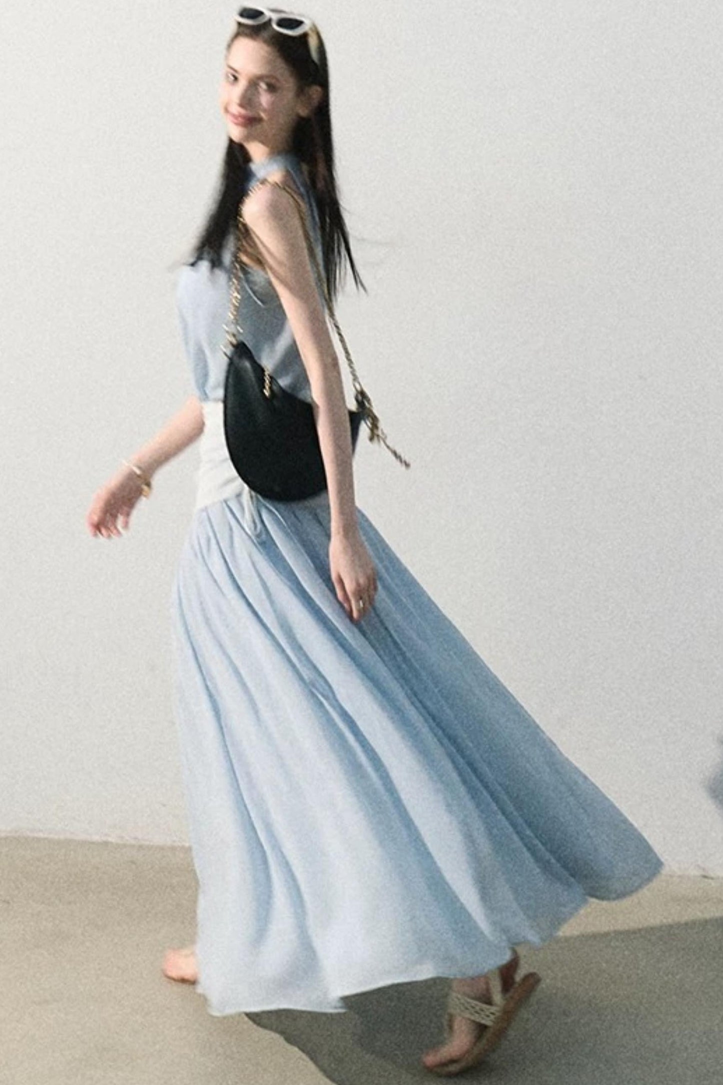 Chiffon Halter Neck Dress