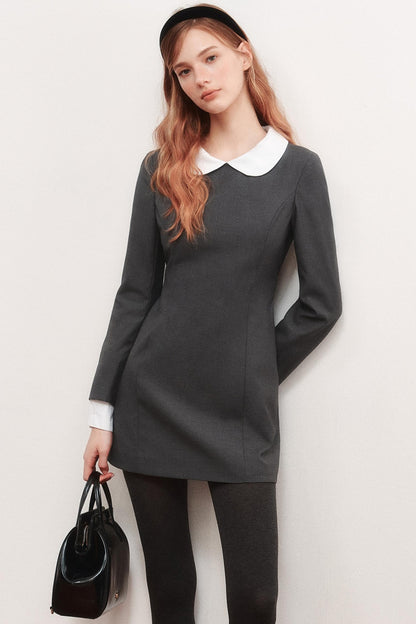 Wool Blend Double-Neck Dress