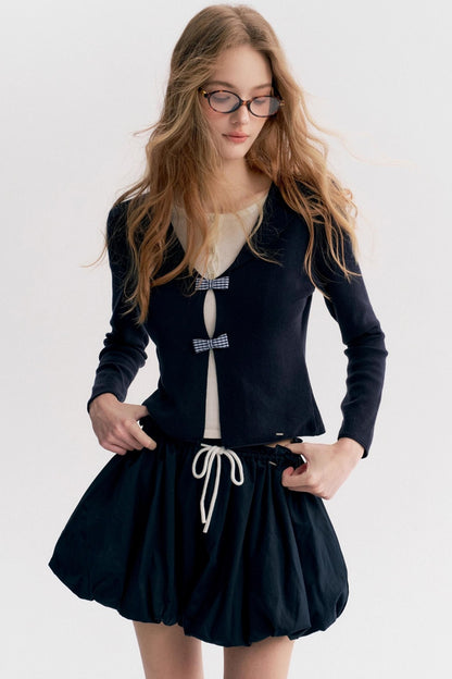 Navycore Check Knitted Cardigan