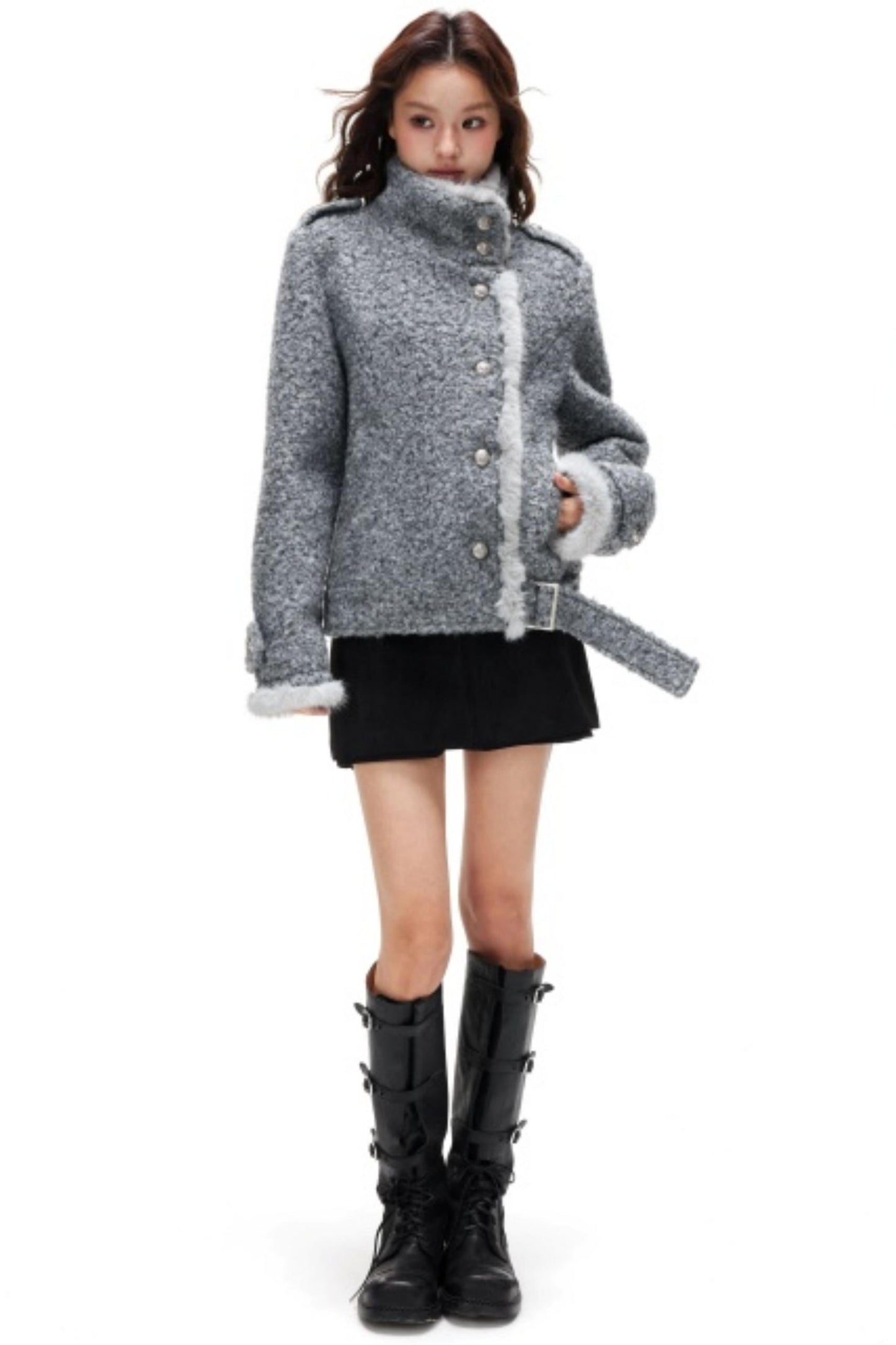 Retro Plush Patchwork Woolen Coat