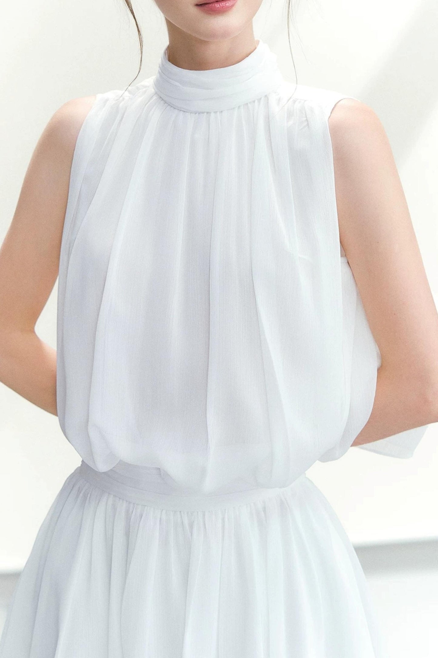 Chiffon Sleeveless Top and Skirt Set-Up