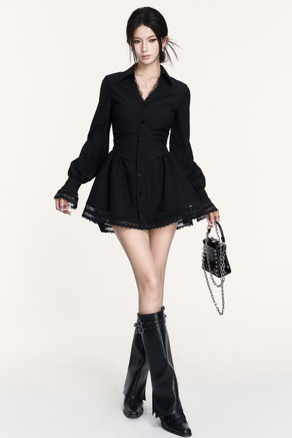 French Lace Patchwork Waist Dress & Pants Set