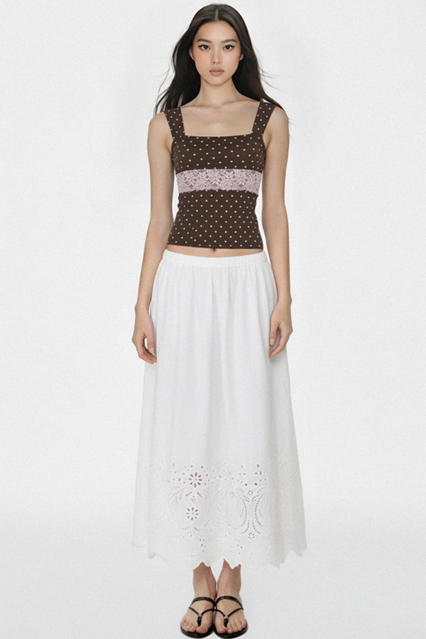 Retro Lace Polka Dot Vest