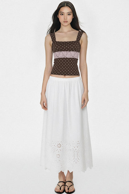 Retro Lace Polka Dot Vest