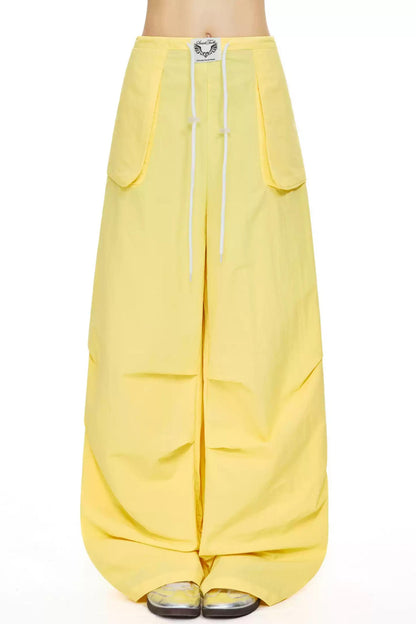 Retro Yellow Wide-Leg Pants