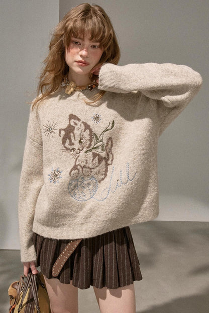 Furball Crew Neck Loose Sweater