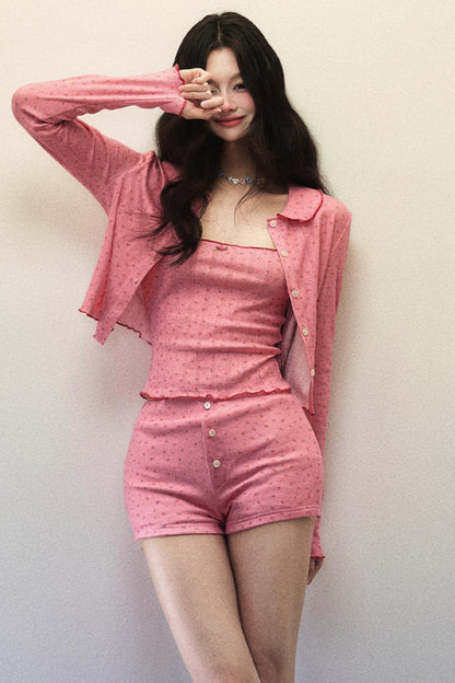 Dream Strawberry Knit Shorts Set-Up