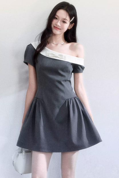 Contrasting Off-Shoulder Princess Dress