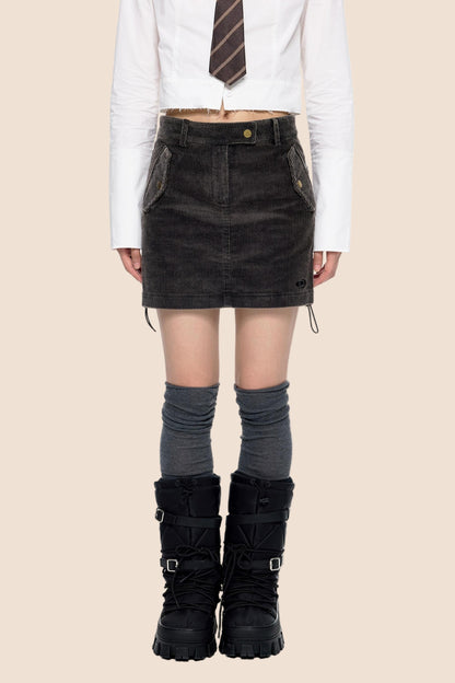 Retro Corduroy A-Line Skirt