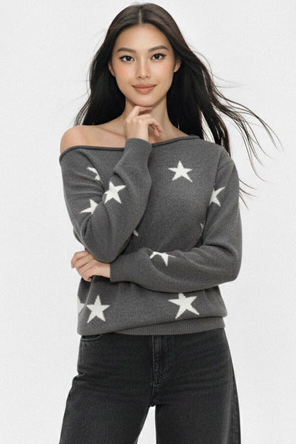 Dark Gray Off-Shoulder Sweater