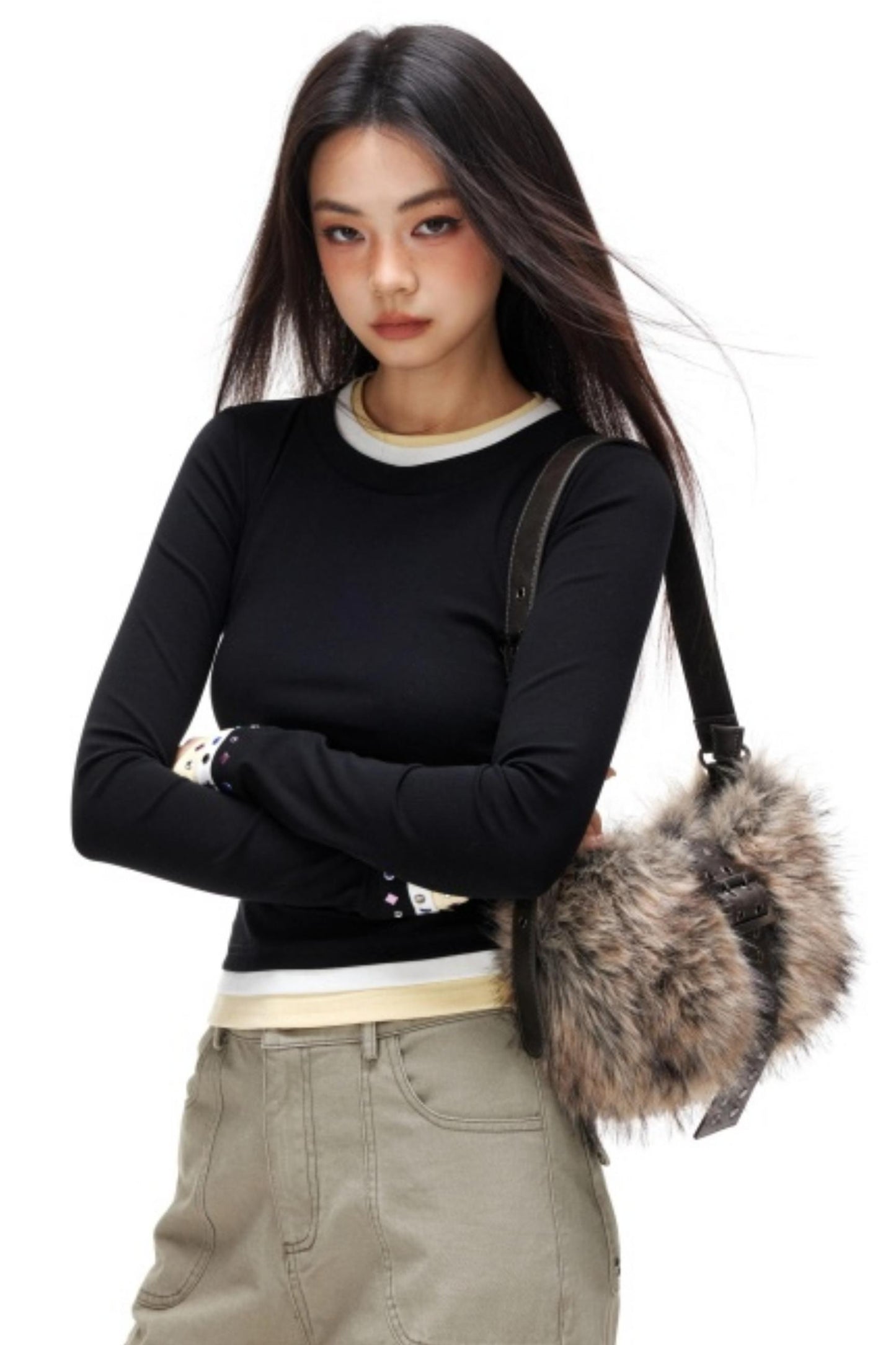 Color-Block Rhinestone Slimming Top