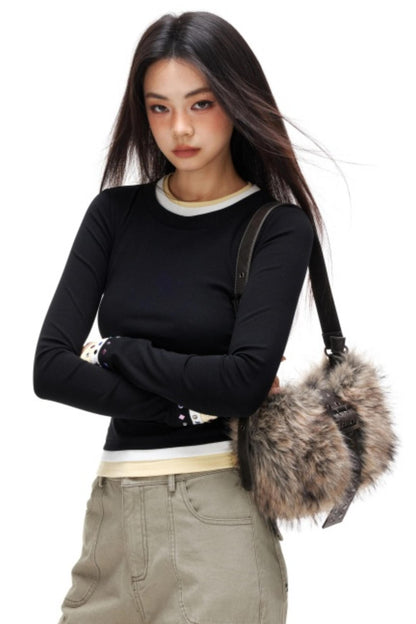 Color-Block Rhinestone Slimming Top