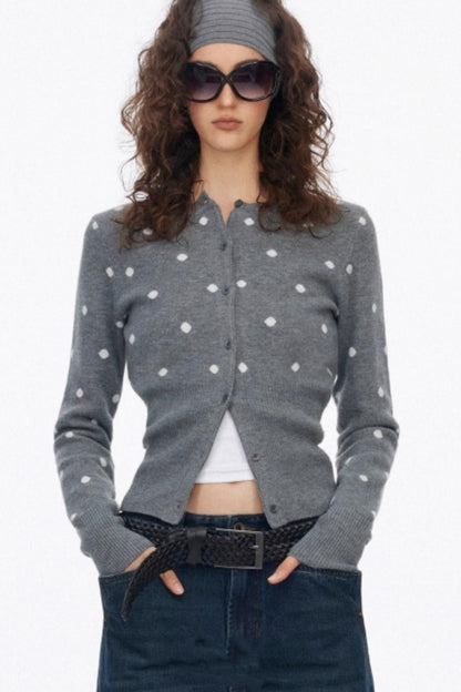 Vintage Polka Dot Base Knit Cardigan