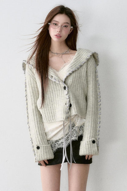 Big Lapel Alpaca Knit Cardigan