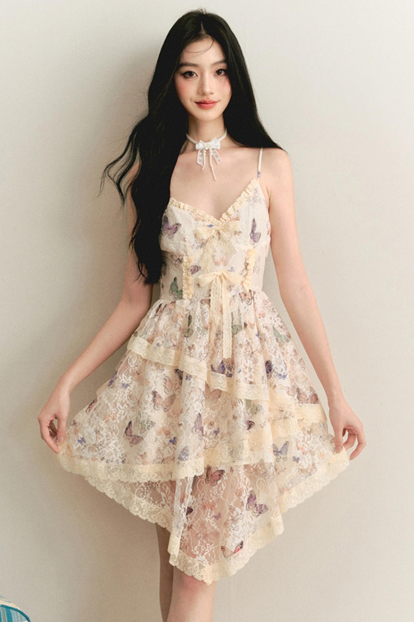 Butterfly Lace Halter Dress