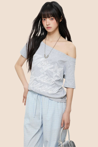 Trendy Slash Neck Tee