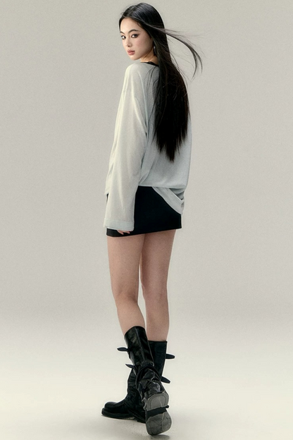 Color Block Letter Print Top Set-Up