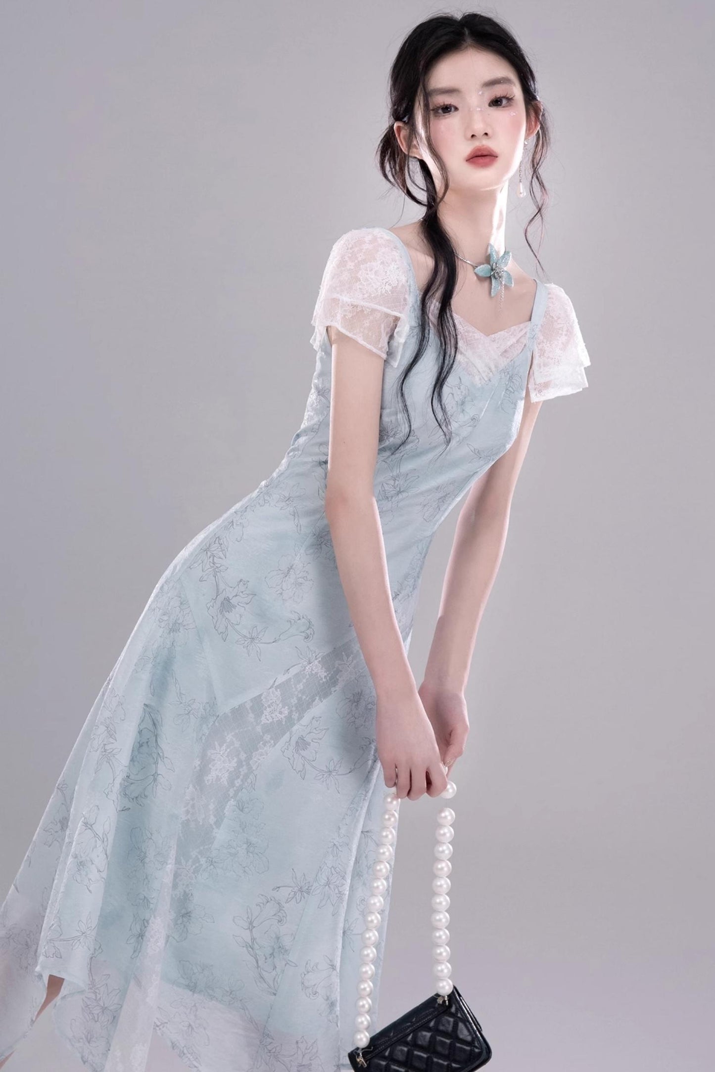 Frosty Green Lace Dress