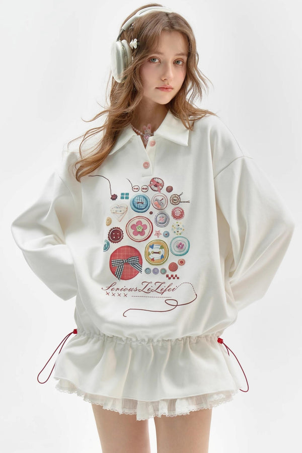 White Polo Collar Retro Dress