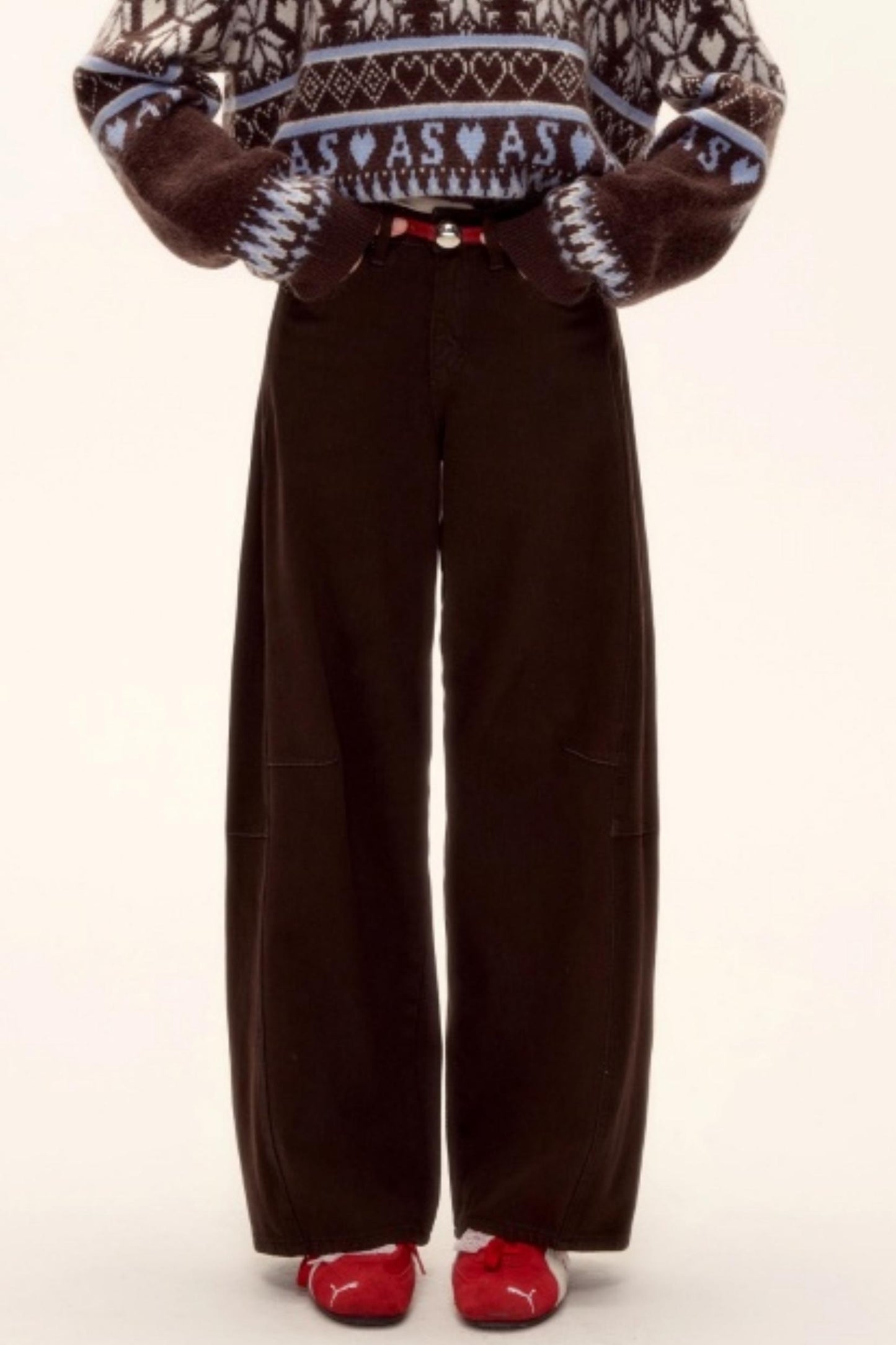 Scimitar Red Belt Denim Pants