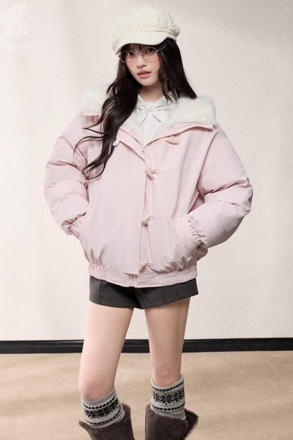 Fur Collar Hooded Cotton Coat