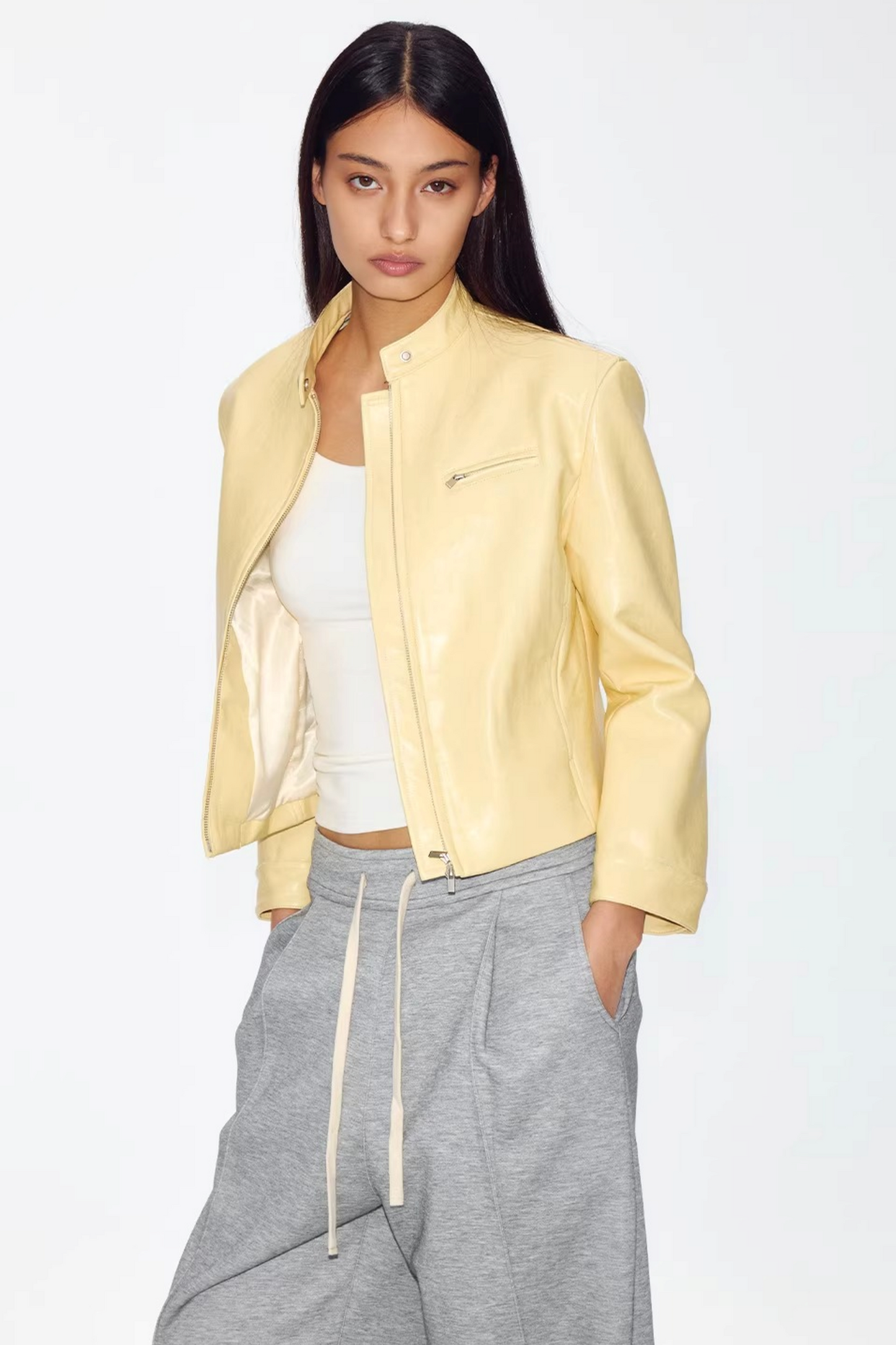 Retro Yellow Leather Jacket