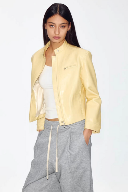 Retro Yellow Leather Jacket