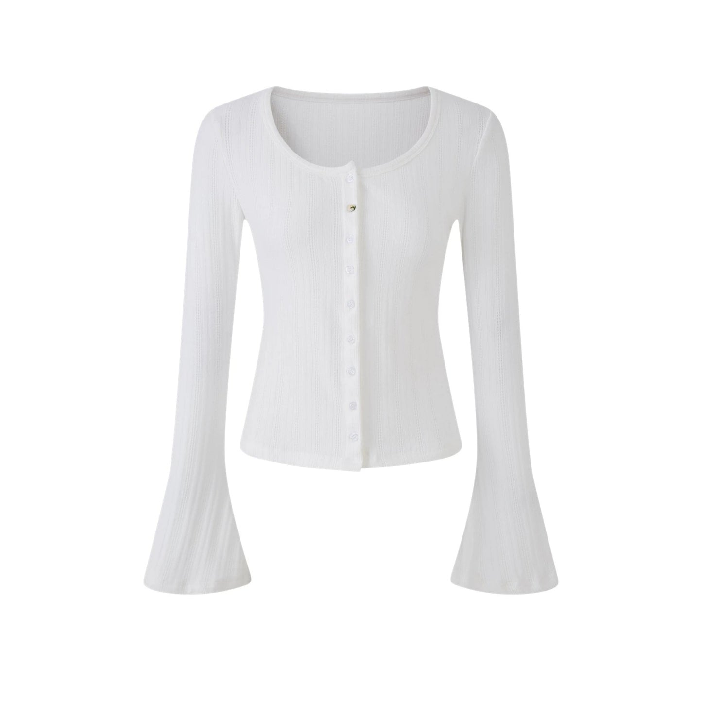 Lace-Detail Micro-Flare Knit Top