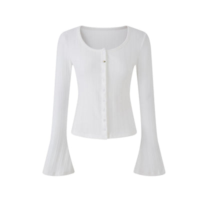 Lace-Detail Micro-Flare Knit Top