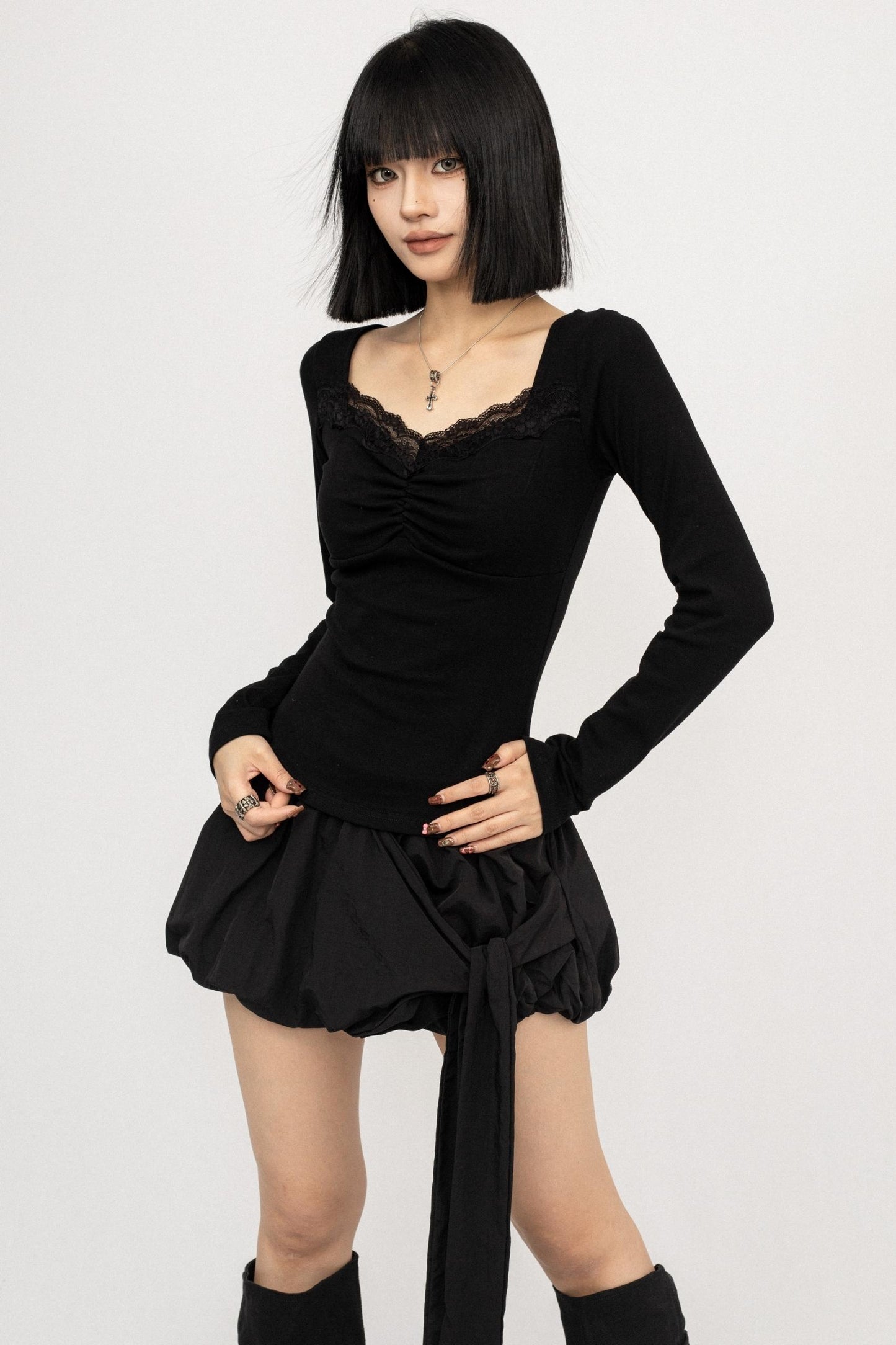 Backless Strappy Long Sleeve Top